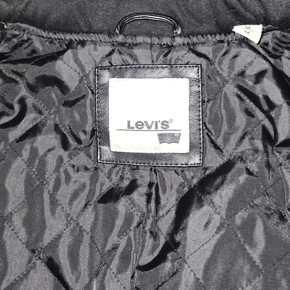 Levi's Black Leather Hooded Bomber Jacket - Picture 9 of 12